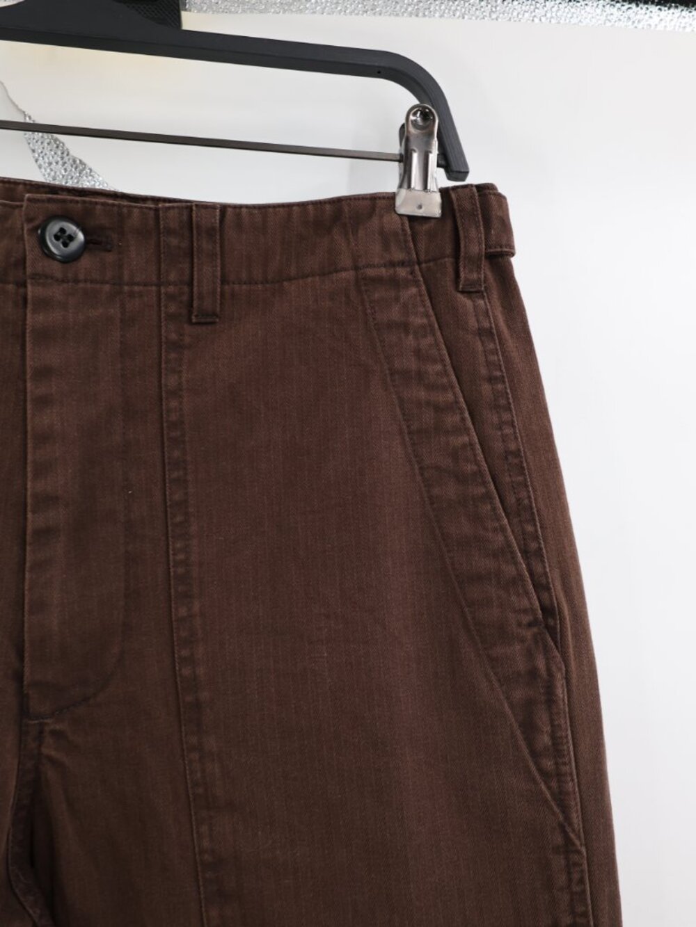 Alex Mill Pant Women 10 L28 herringbone Twill Tapered High Rise Utility Workwear - Picture 2 of 11